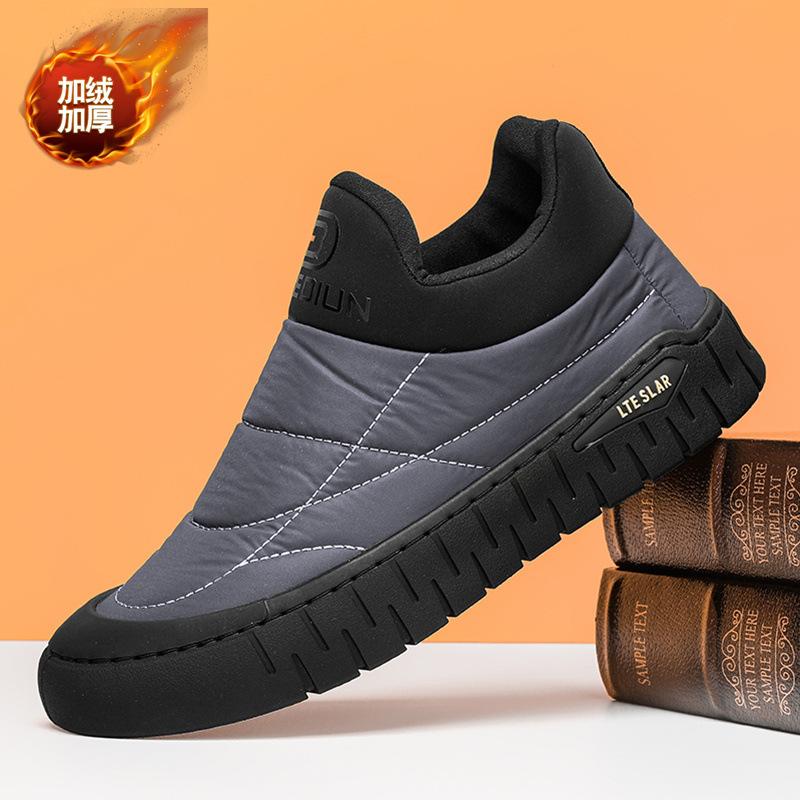 2025 vinter nya herr sammet förtjockade varma bomullsskor avslappnade tjocksulade mellanhöga brädskor utomhus herrskor