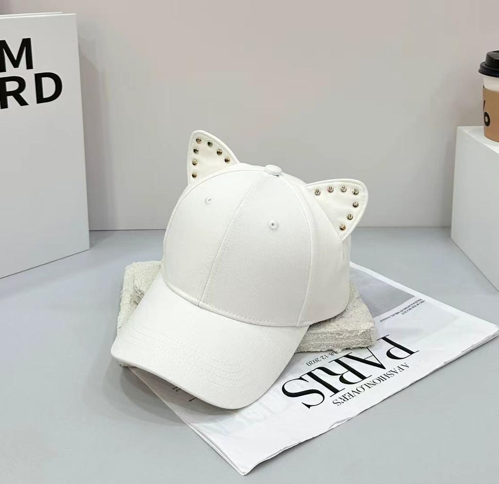 New Adjustable Hat Solid Color Cute Cat Ears Baseball Cap Trendy Cartoon Dad Hat Casual Couple Sun Hats For Women