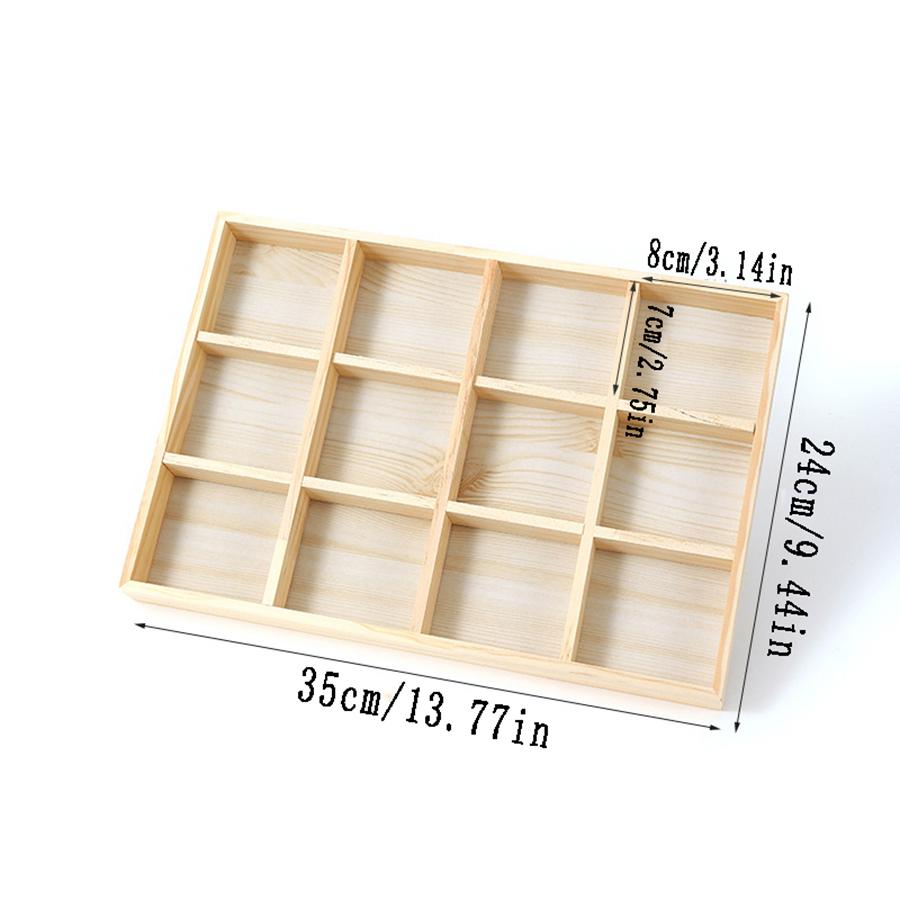 1PCS All Solid Wood Jewellery Tray Lattice Storage Tray Jewellery Loose Beads Bracelets Strings Jewellery Display Tray