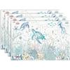 Ocean Turtle Print Placemat Coastal Non Slip Heat Resistant Washable Dinner Table Mat