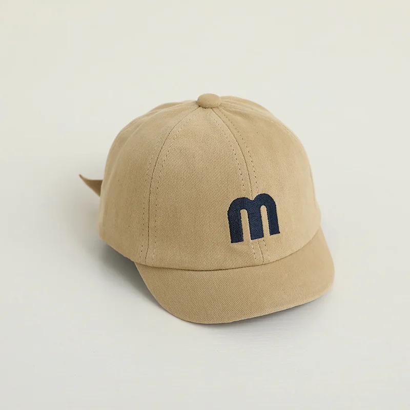 Letter M Baby Baseball Cap Infant Embroidery Peaked Hat Kids Solid Color Duck Tongue Caps 1-3year Boys Girls Short Brim Visors