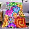 Rainbow Swirl Abstract Cartoon Anime Print Flannel Blanket Soft Warm Throw for Kids Bedroom Sofa Bed Christmas Office Car