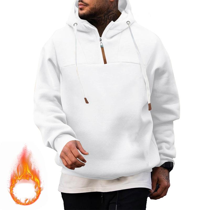 European, American Autumn and Winter American Heavy Hooded Sweater Thickened Casual Jacket Men s Loose Sweater Tank Suit S белый