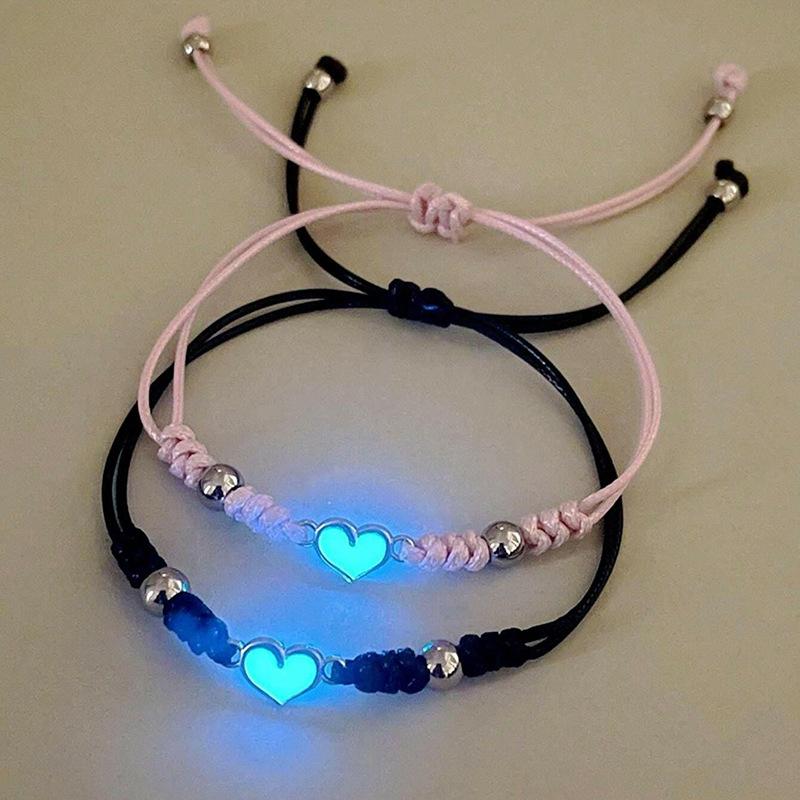 Adjustable Braided Bracelet Comfortable Glowing Heart Bracelet Lucky Knot Bracelet Love Heart Jewelry For Special
