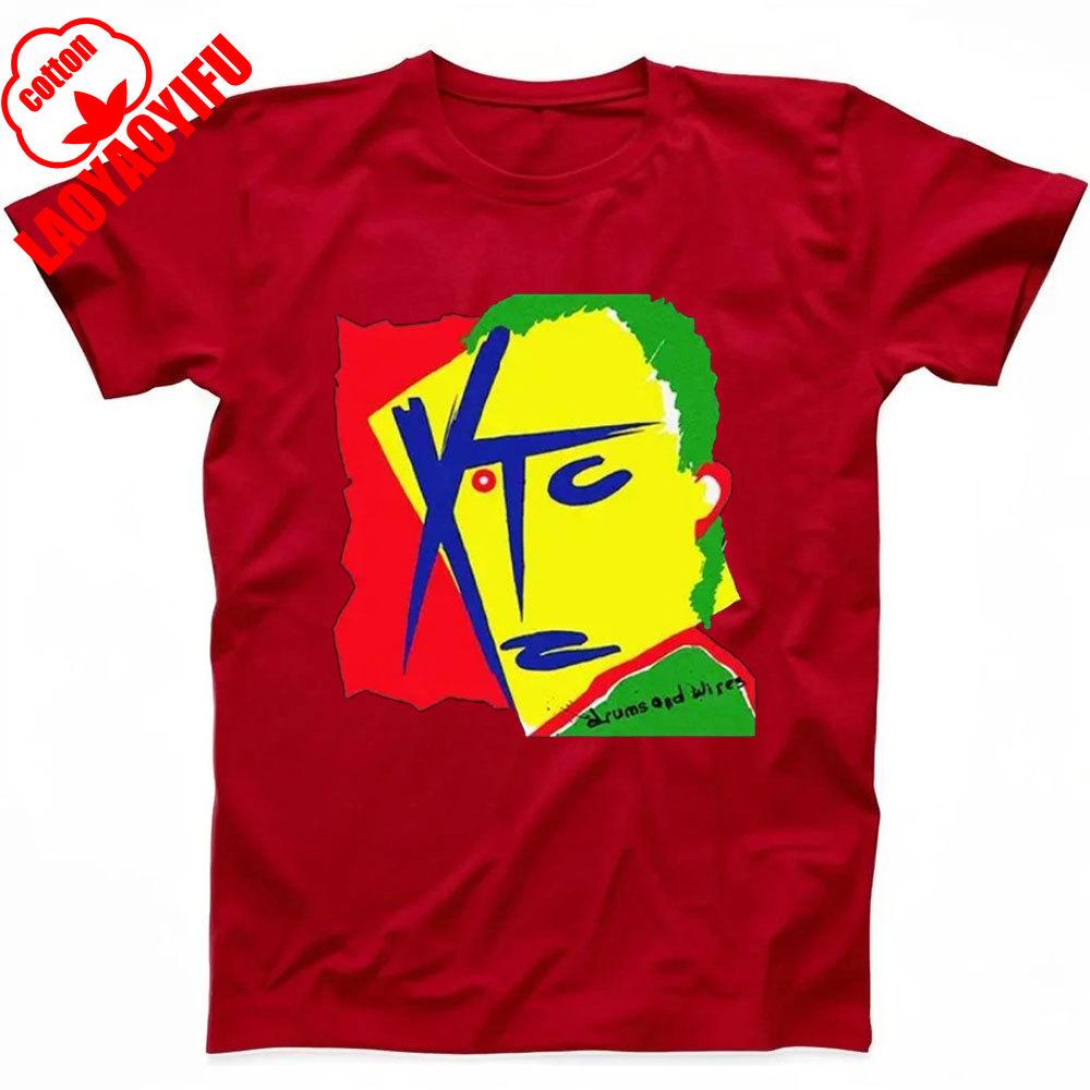 XTC Drums and Wires New Wave Rock Music Gift Black T Shirt Fashionable and Casual Combed Cotton Short Sleeved Round Neck T-shirt