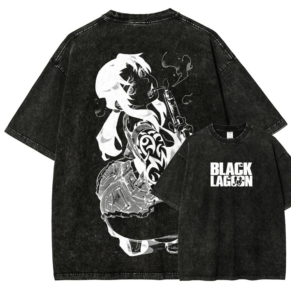 

Black Lagoon Washed Tshirt personality Clothes NewModel Anime Tshirt Breathable Year round clothing Plus Size Unisex Couples S