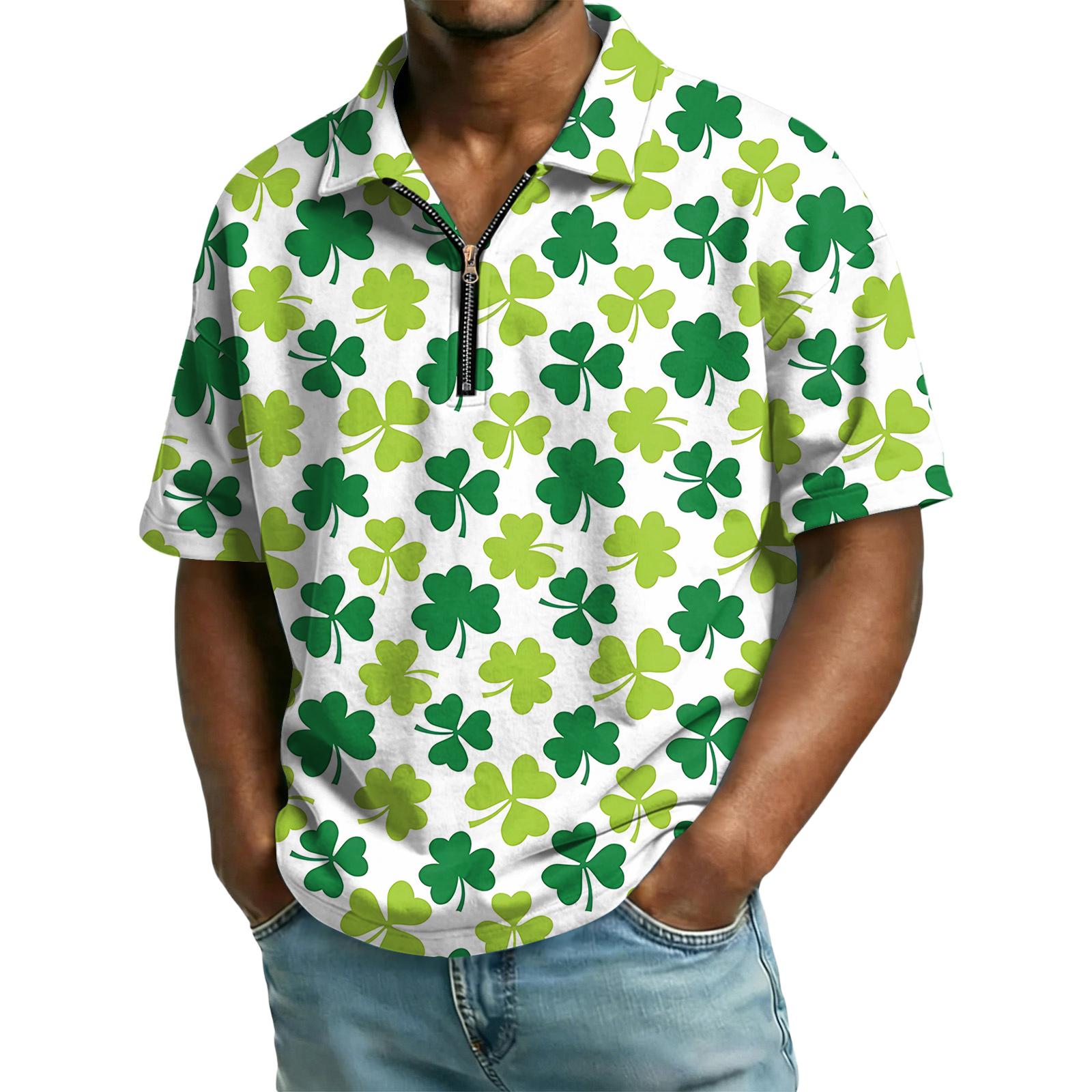 

Men s Casual Collared Zipper Neck Short-Sleeve Top XL білий