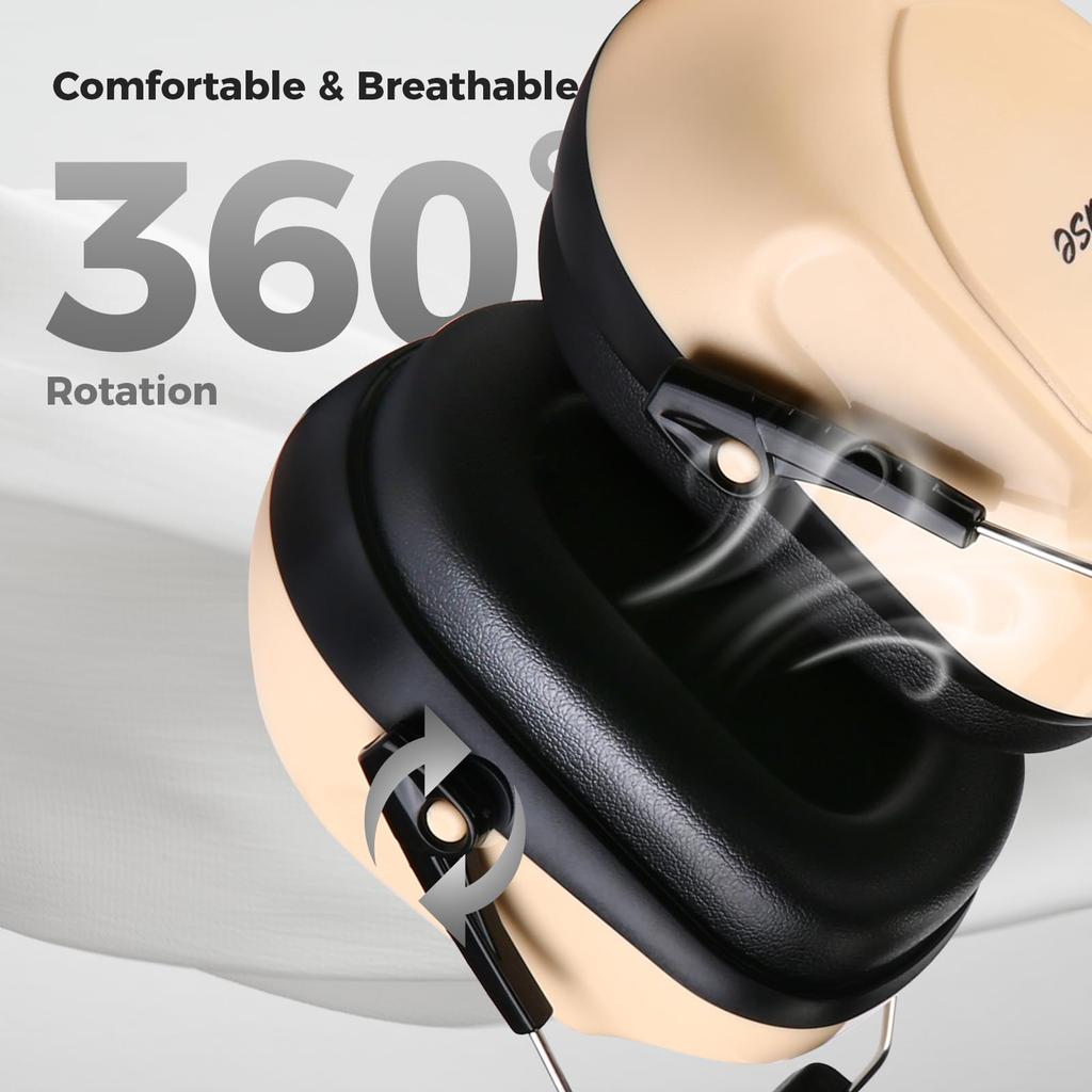 ProCase Adult Noise Cancelling Earmuffs with Adjustable Hearing Protection Noise Reduction 28dB NRR Beige Headband, Headphones, Rate -