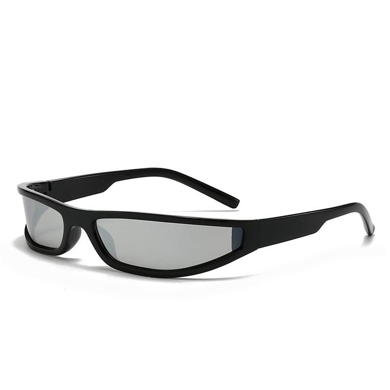 Y2K Futuristic Narrow Frame Sunglasses: Trendy Iridescent Unisex Style 2504