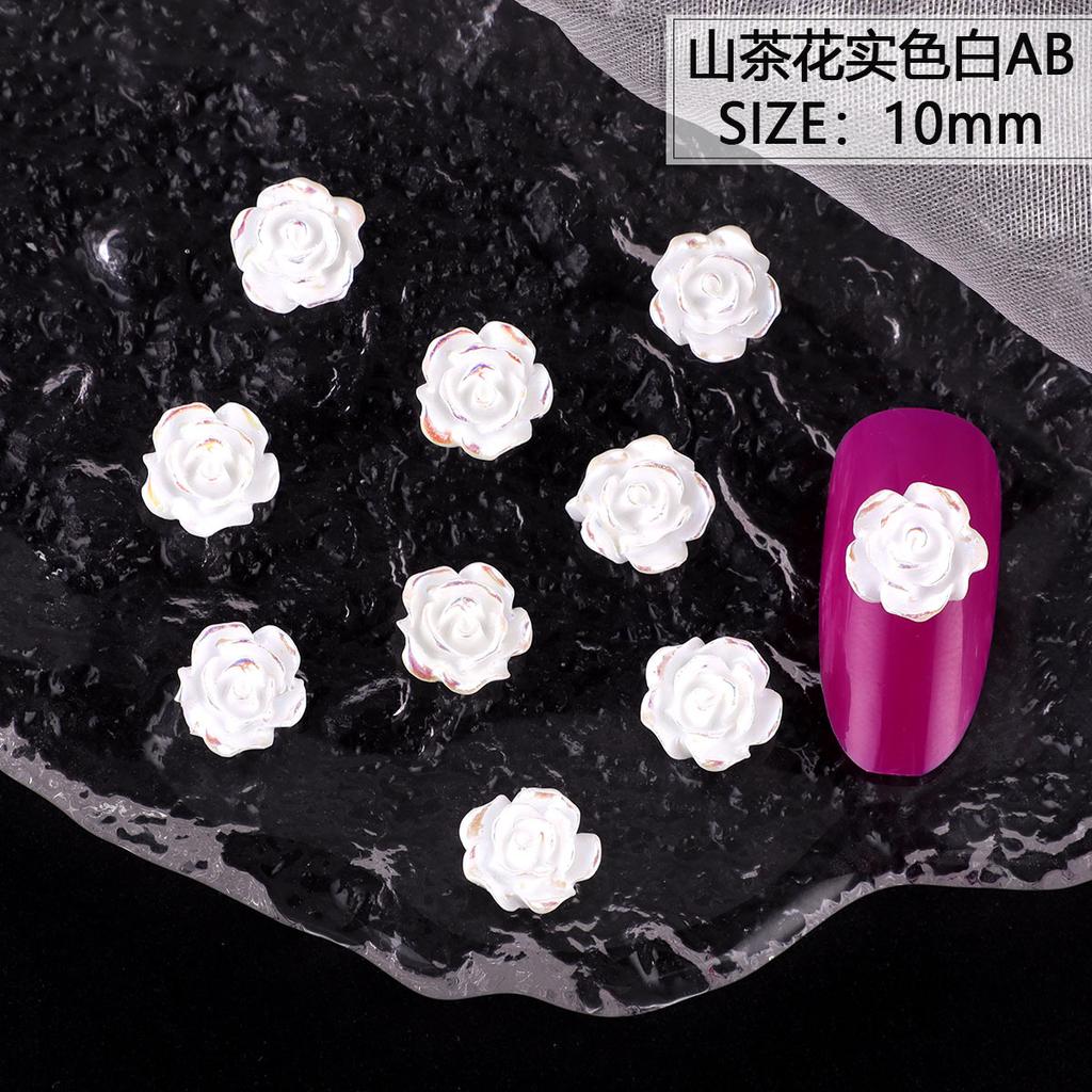 Nail Art Resin Camellia White Rose Ornament Nail Ice Transparent Three-Dimensional Light Changing Flower Accessories