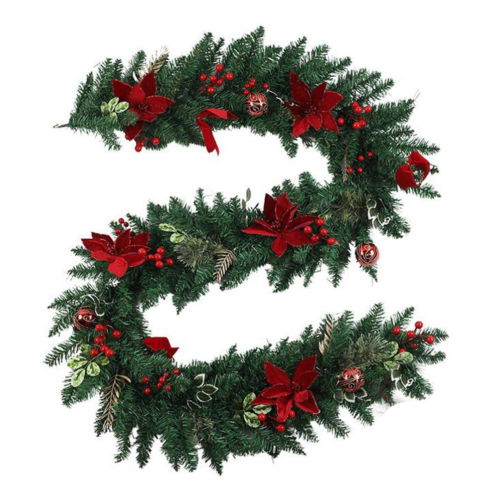 Christmas Garland Poinsettia Decoration Easy To Hang