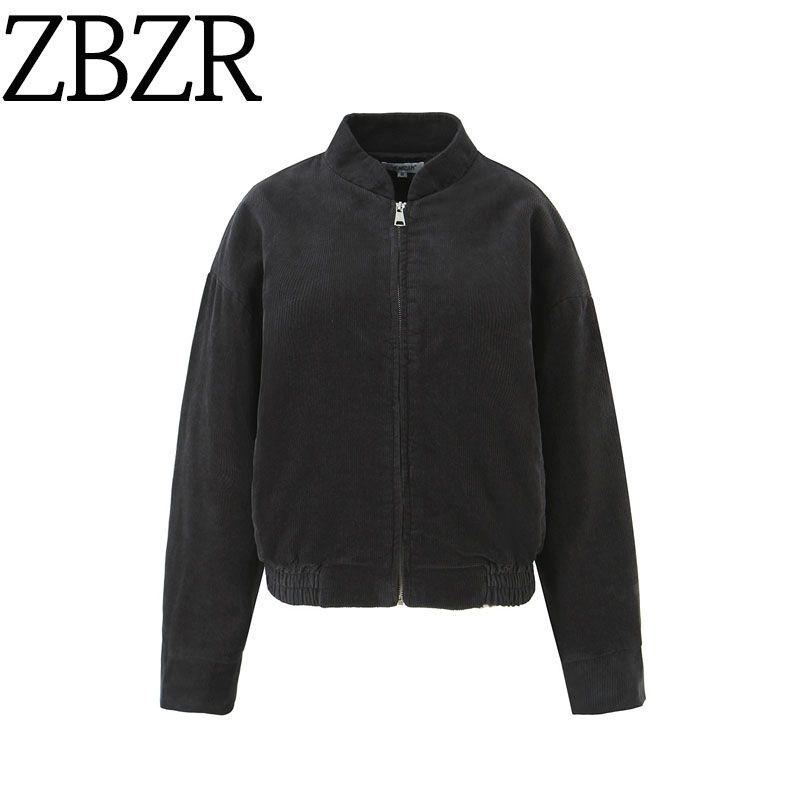 Fashion Wind 2025 New Fall Women's Clothing Retro Casual Simple Graceful Stand Collar Long Sleeves Corduroy Jacket Outwear