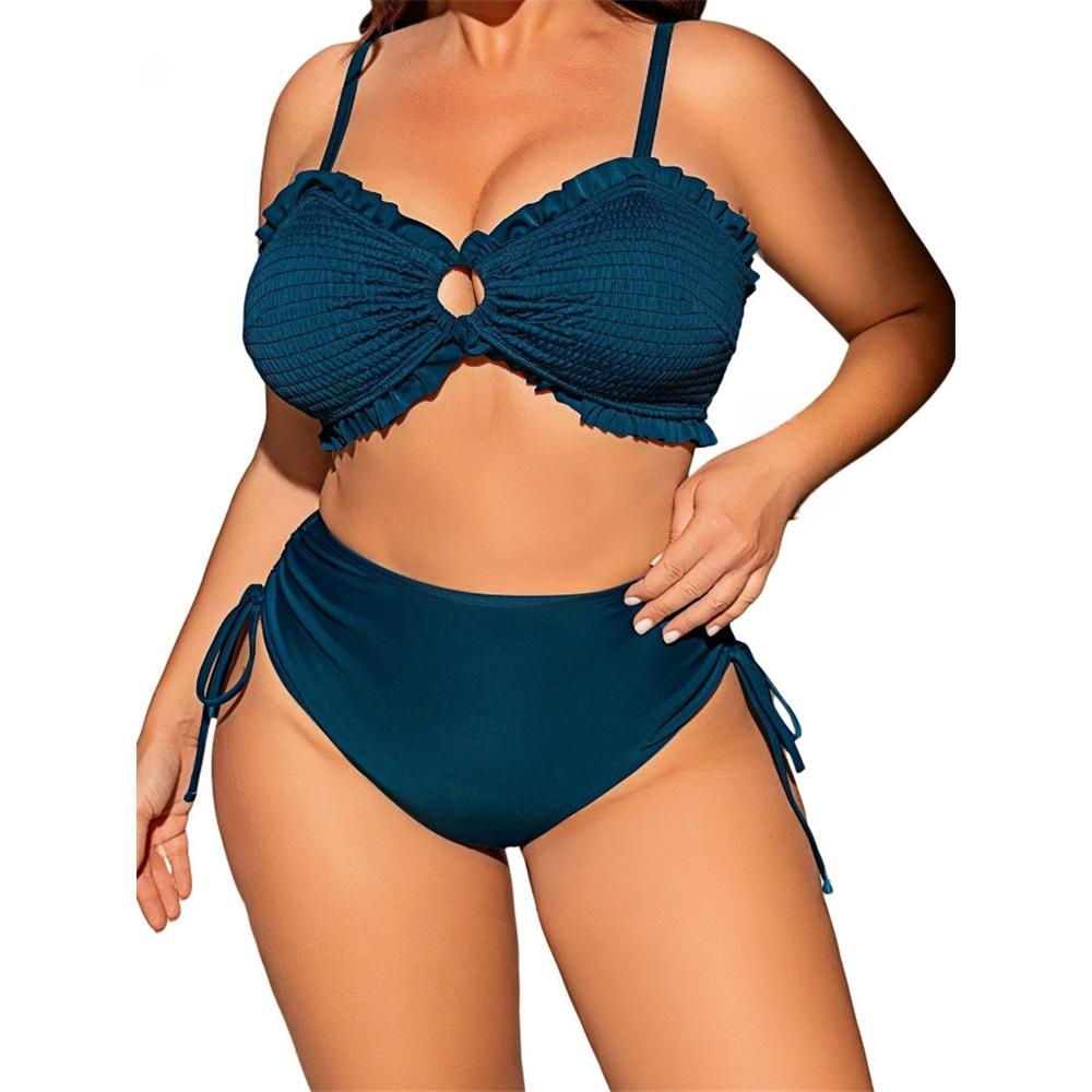 Large Size Swimsuit For Women 2-piece Set, Removable Shoulder Straps, Sexy Split Women's Bikini, Vacation Swimsuit