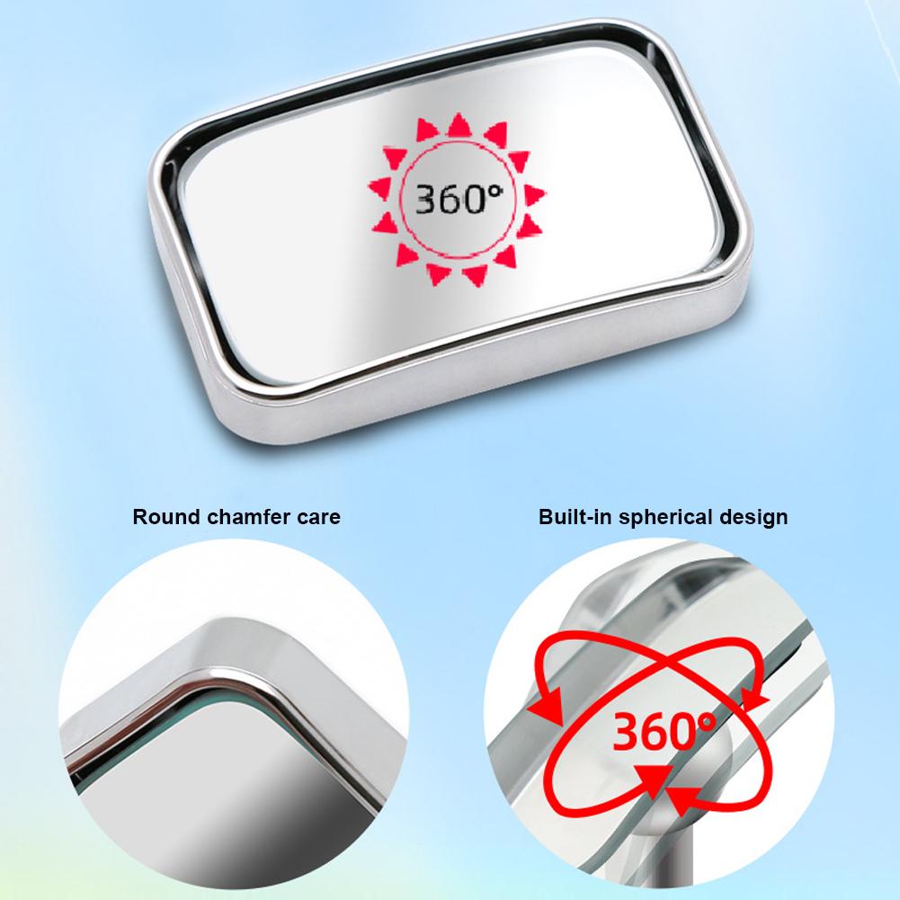 2Pcs Car Rearview Mirror Square Shape for Back Passenger HD Glass Wide Angle Convex Mirror Adjustable Car Blind Spot Rear View Mirror