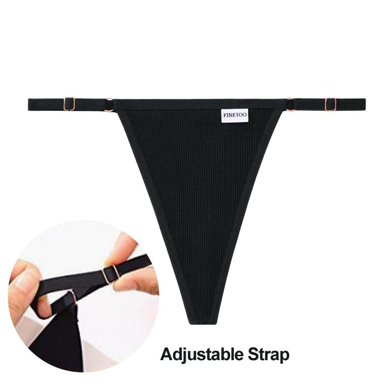 

Регулируемые трусики FINETOO, хлопковые стринги, трусики-бикини с низкой посадкой, сексуальное нижнее белье с Т-образной спиной, однотонные женские стринги, трусики-стринги M