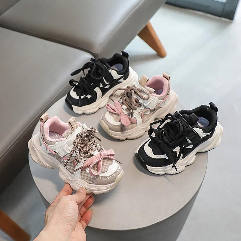 Kindersneaker für Mädchen Frühling Herbst Klobige Schul-Freizeit-Lauf-Sportschuhe Modisch Vielseitig Kinder Tennisschuhe Rutschfest