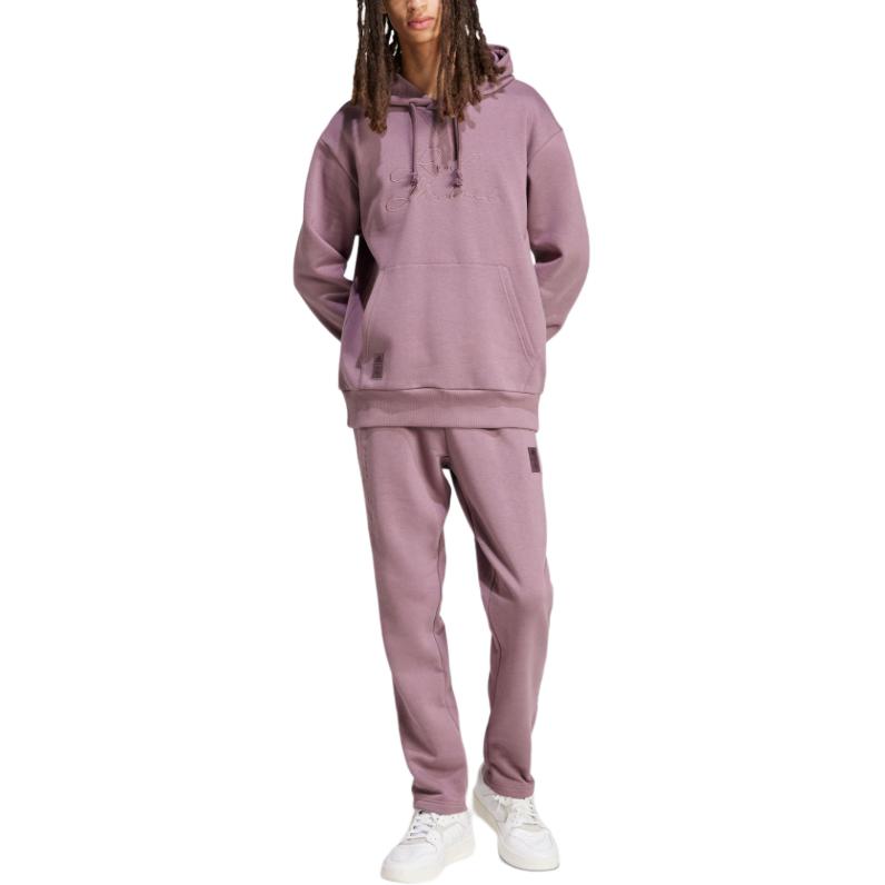 adidas Real Madrid FW24 Comfortable Pullover Casual Hoodie American Vintage Sweatshirt Men Hoodies Dark-Gray Purple Pink IT3766