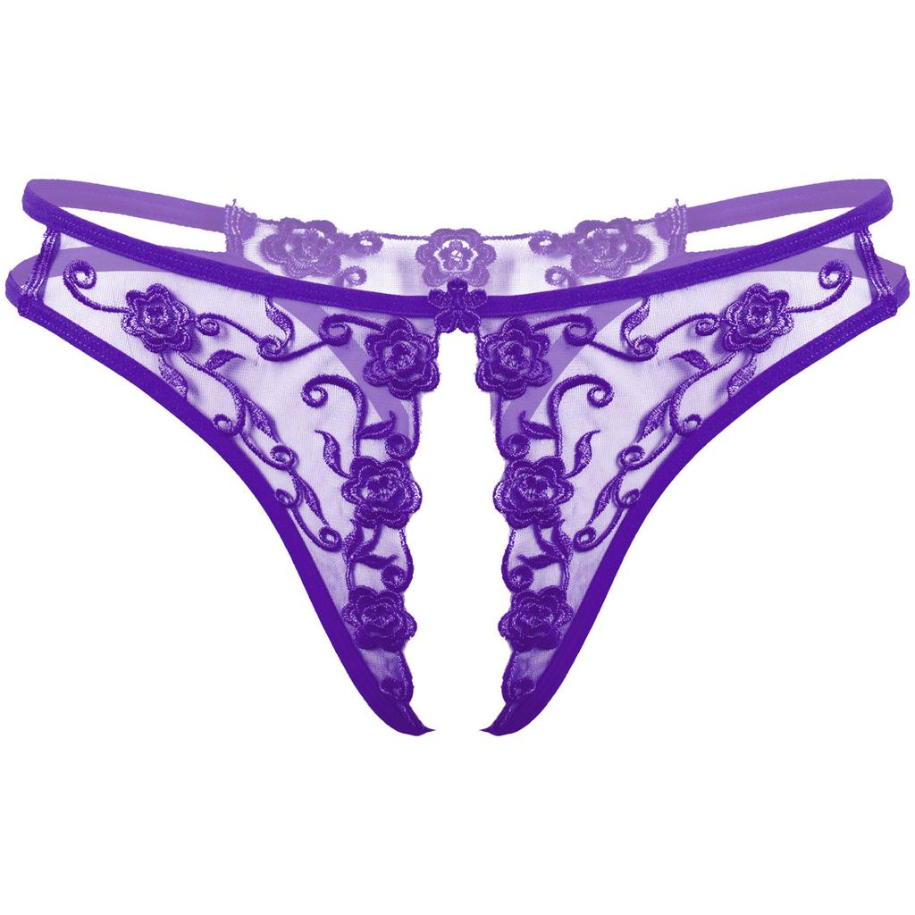 Adult Men Lingerie Briefs Flower Embroidery Lace Thong Underwear