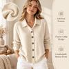 Western Standard Size Women'S Autumn Winter Premium Elegant Casual Soft Pullover Lapel Cardigan Sweater Women