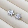 Ladylike Snowflake Stud Earrings – Elegant, Stone-Embellished Ice Flower Design for Women