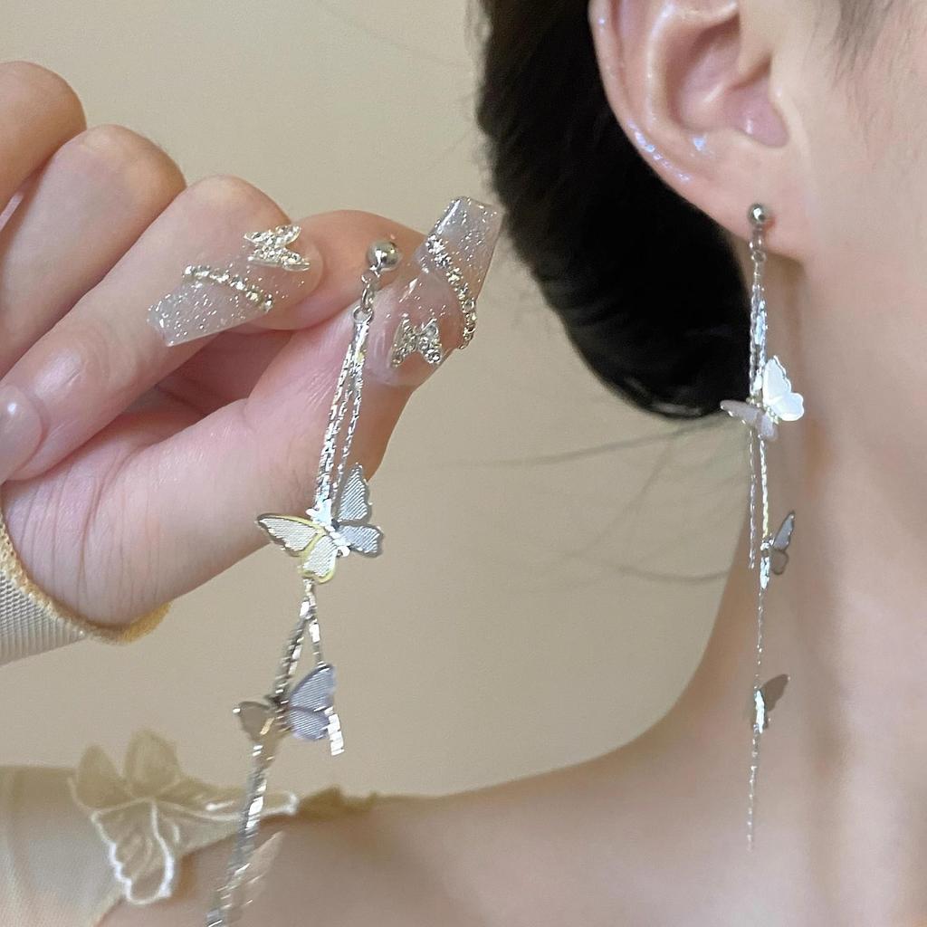 Unique 925 Silver Butterfly Zircon Pearl Stud Earrings for Women - High-End Fashion Jewelry