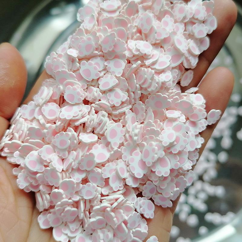 1KG DIY Craft Slime Filler Animal Polymer Clay Slices Cat Claw Pad Bear Paw Acrylic Rhinestone Mixture Polymer Clay Sprinkles