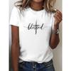 CROSS Blessed Christian T Shirt Print T-shirt, Short Sleeve Crew Neck Casual Top for Summer & Spring, Women's Clothing
