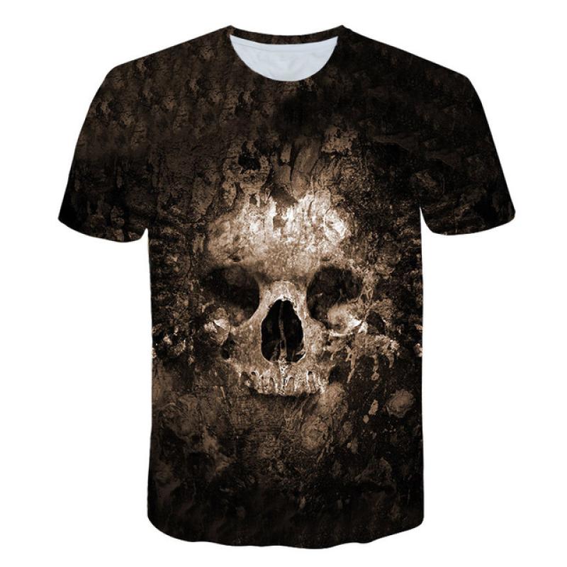 Summer Men's T-shirt Casual Round Neck Short-sleeved T-shirt Devil Skull Fashion Trendy Brand Skull 3D T-shirt Streetwear Tops