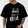 Abenteuerkatze Auf Einem Motorrad Classic Men T-shirt High Quality Funny Cotton Casual Cool Short Sleeve Hip Hop Tees