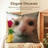 Meme Pixel Cat Cute Funny Cushion Cover Natural Linen Organic Fabric DoubleSided Printing Sofa Home Decor Gift Pillow Case