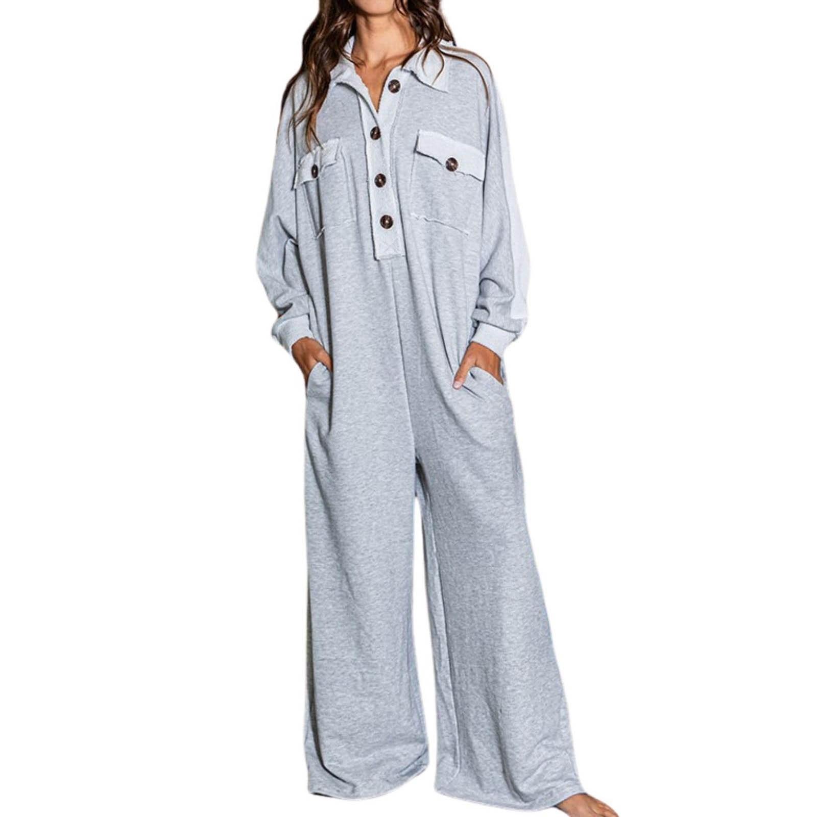 

Женский повседневный комбинезон с длинным рукавом и карманами M