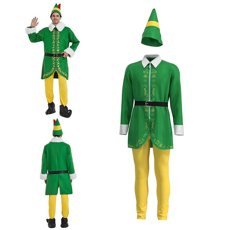 Elf Men Halloween Cosplay Costume Outfits Christmas Role Play Theme Adult Party