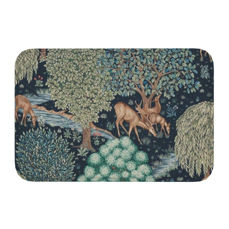Custom William Morris Compton Floral Art Nouveau Pattern Doormat Bath Door Floor Mat Textile Pattern Toilet Rug Carpet Footpad