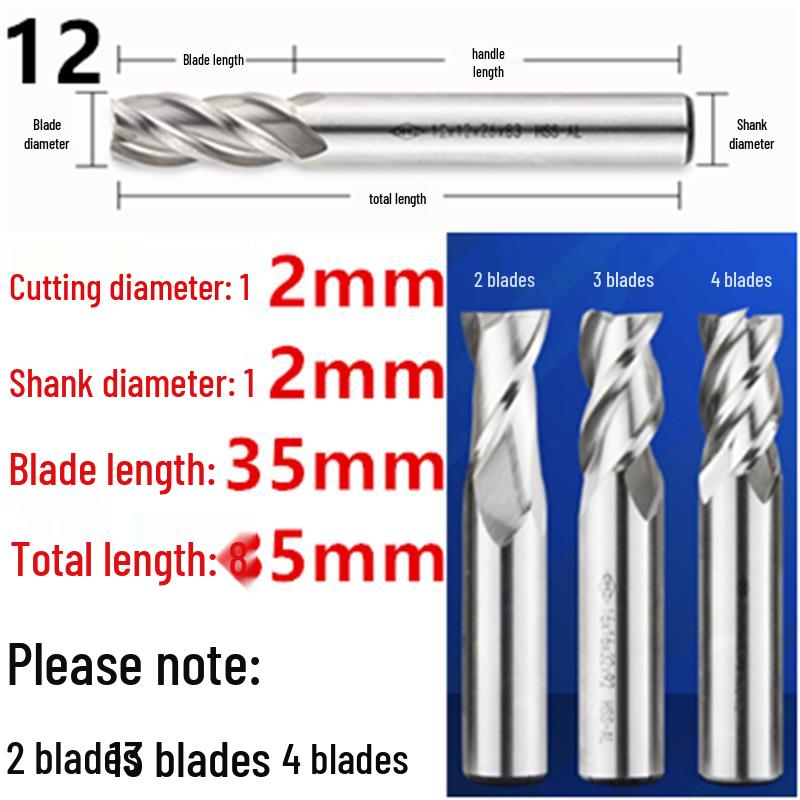 Guiyang Xiaohe DHZ High-Speed Steel 2/3/4-Flute Milling Cutter
