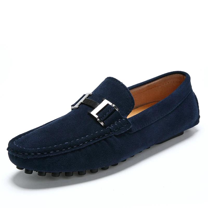 Fashion Classic Mens Loafers Male Summer Soft Shoes Fashion Men's Casual Leather Shoe Suede Casual Flats Breathable Hand-stitching Shoes