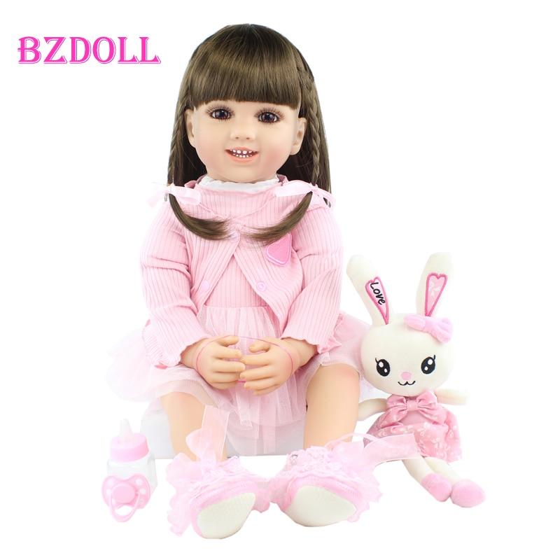BZDOLL 60cm Soft Silicone Reborn Baby Doll Toys Like Real Vinyl Princess Toddler Alive Bebe Girl Bonecas Kids Birthday Gift