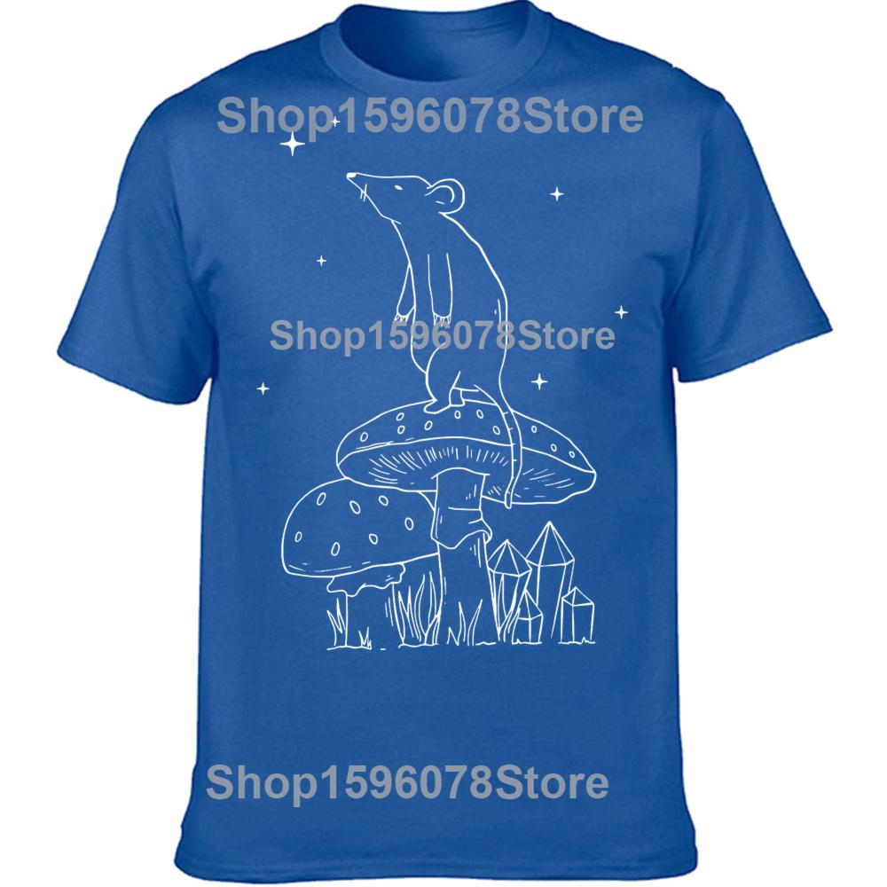 Lustiges Pilz-Ratten-Grafik 100% Baumwoll-T-Shirts Herren Damenmode Lässiges T-Shirt Locker Übergroß Streetwear T-Shirt
