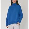 New Arrival Fall and Winter Plaid Loose All-Matching Graceful Pullover Turtleneck Sweater Turtleneck Loose Sweater