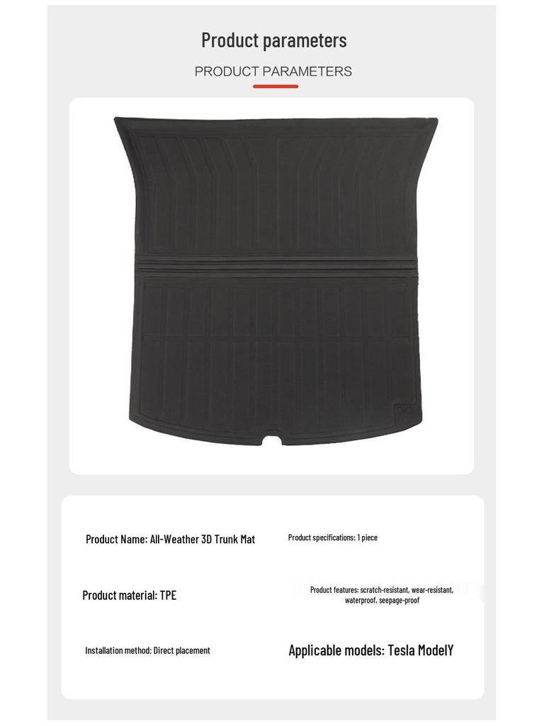 Tesla Model 3/Y Front & Rear Waterproof Trunk Mats - Original TPE Texture Accessories