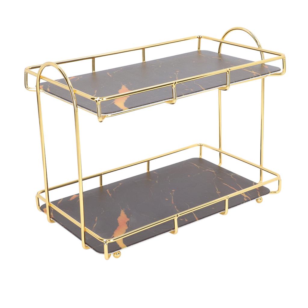 2-stöckiges Badezimmerregal stehendes Regal mit Trennwand Kosmetik-Aufbewahrungsregal Halter Gold