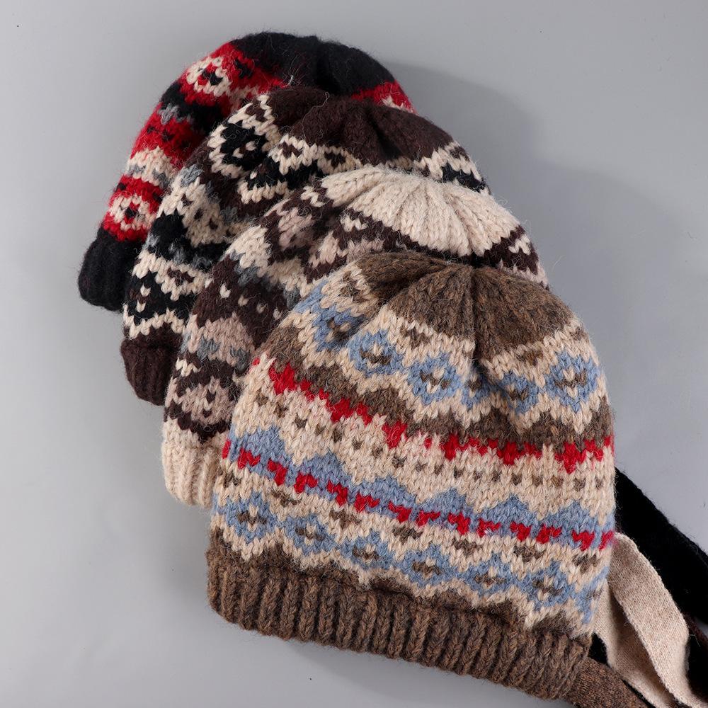 Vintage Dual-purpose Thick Warm and All-match Ear Protection Street Style Knitted Hat