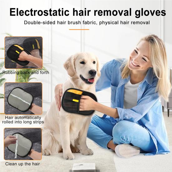 5Pcs/Set Pet Hair Remover Reusable Electrostatic Dogs Cats Hair Removal Gloves Lint Removal Tool for Clothing Furniture Car Seats
