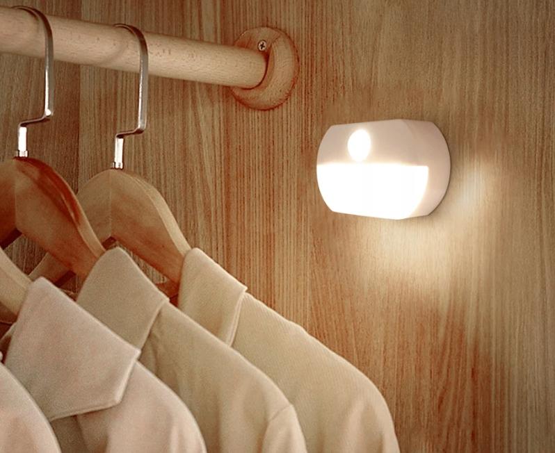 LED lamp with motion and twilight sensor, battery-operated, cold wardrobe lamp