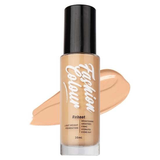 FASHION COLOUR Light Weight Reboot Foundation, Full Coverage, Glossy Natural Finish, Cover Blemishes and Dark Spots | Shade 02 | 30ml