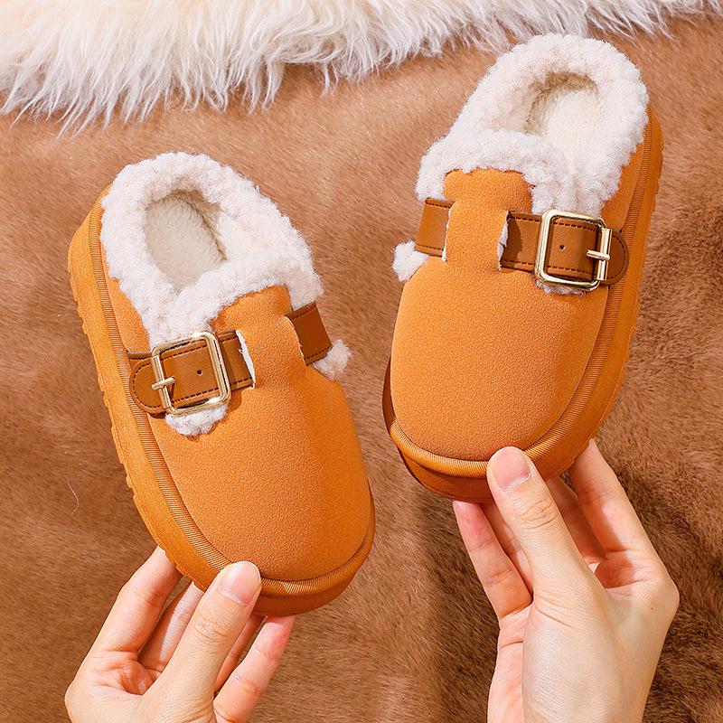 Теплые хлопковые тапочки в стиле Birkenstock для девочек родитель-ребенок Толстая подошва Нескользящие С мехом Домашняя обувь на осень и зиму Size 2627 165CM 1240₽