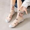 Summer Women Socks Ultra-thin Transparent Crystal Silk Socks Women Cartoon Print Japanese Kawaii Cute Funny Elastic Long Socks