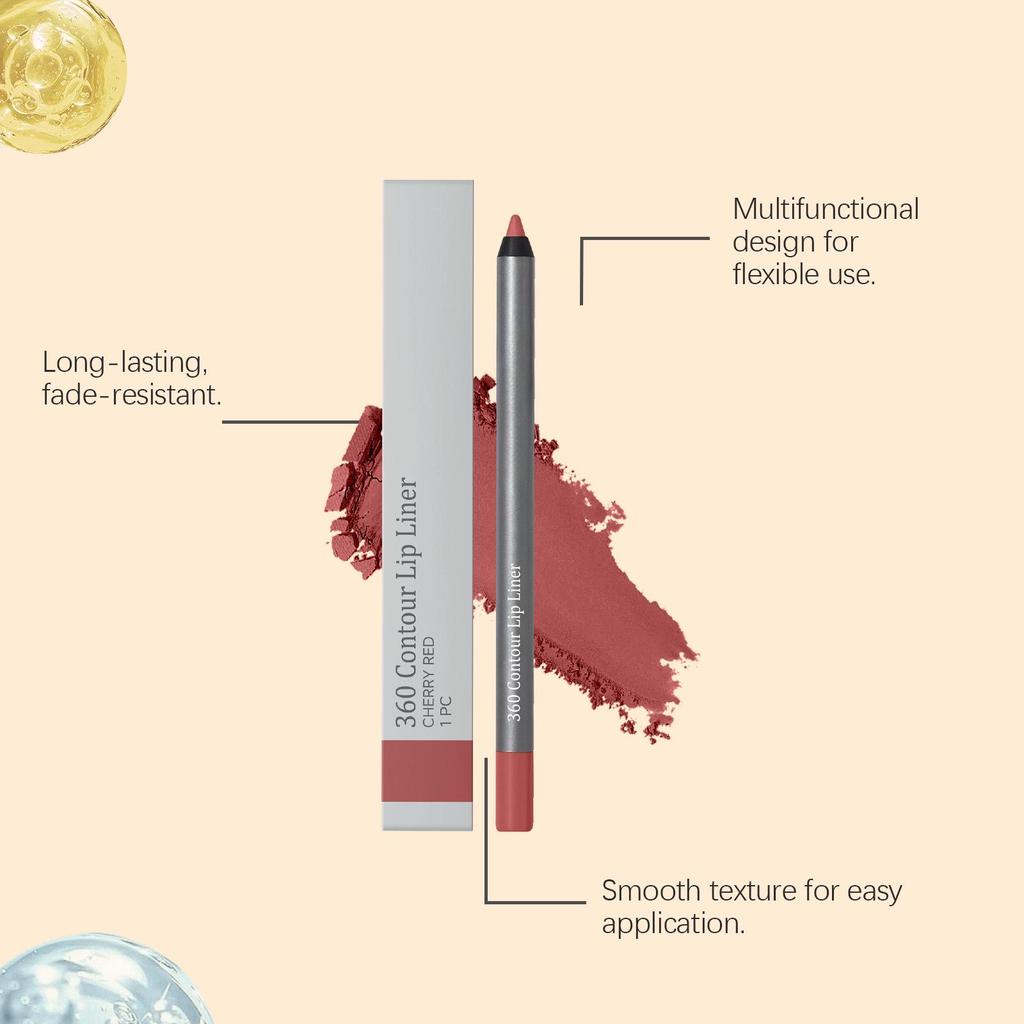 Cherry Red Matte Lip Liner: Smooth, Multi-functional, Portable Pencil for Natural, Easy-to-Apply Color