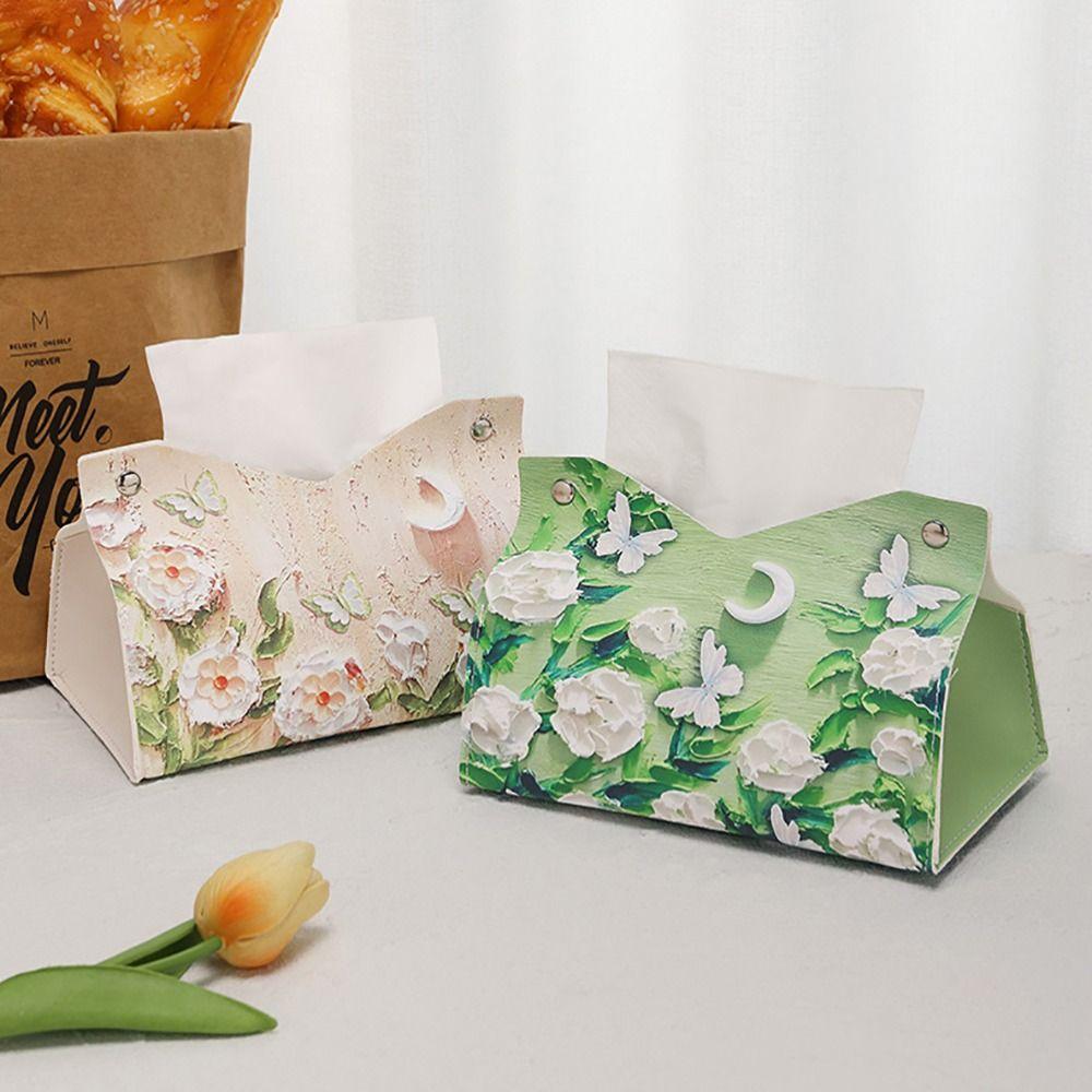 with Buttons Napkin Holder PU leather Paper Towel Box New Large Storage Box  Home