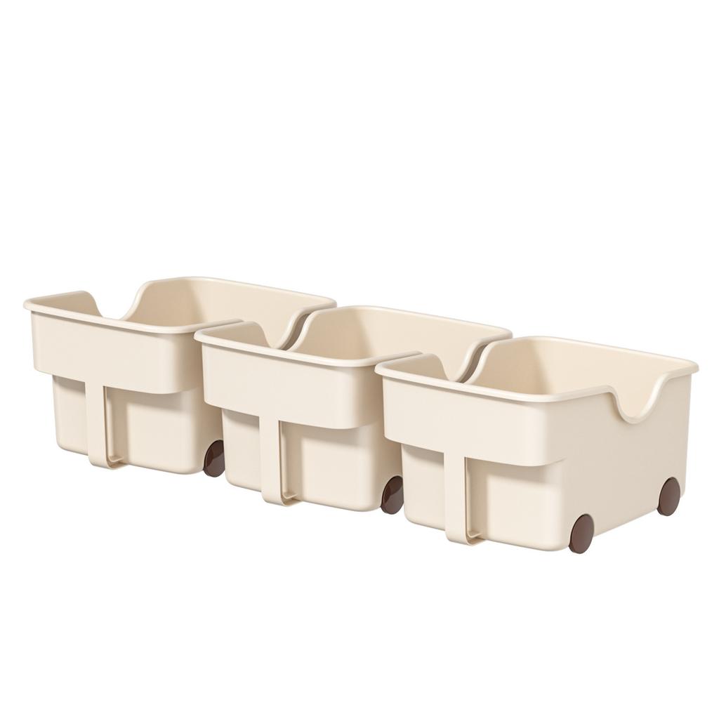 New Storage Box PP with Handle with Pulley Storage Box Household Desktop Kitchen Plastic Cabinet Storage Compartment