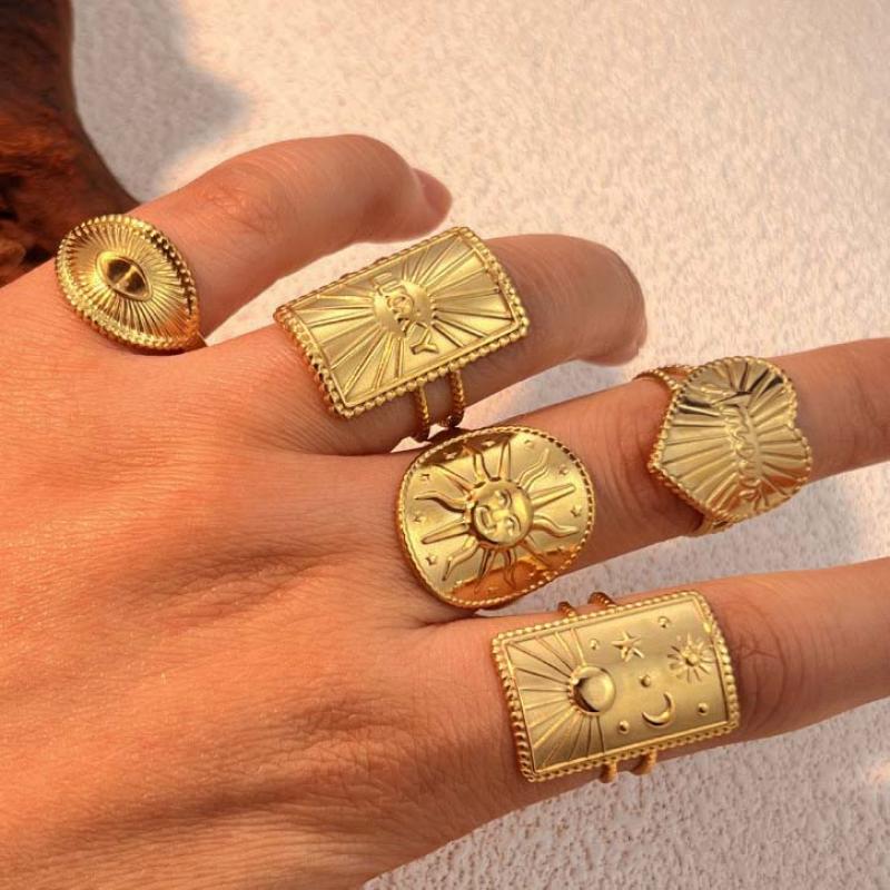18K Stainless Steel Rings for Women Men Gold Color Never Fade Luxury Classic Rings Wedding Couple Rings Jewelry Free Shipping